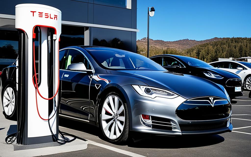 ładowanie Tesli z ładowarki 150 kW ładowanie Tesli z ładowarki 150 kW